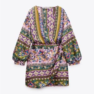 NWT Zara Satin Effect Print Dress